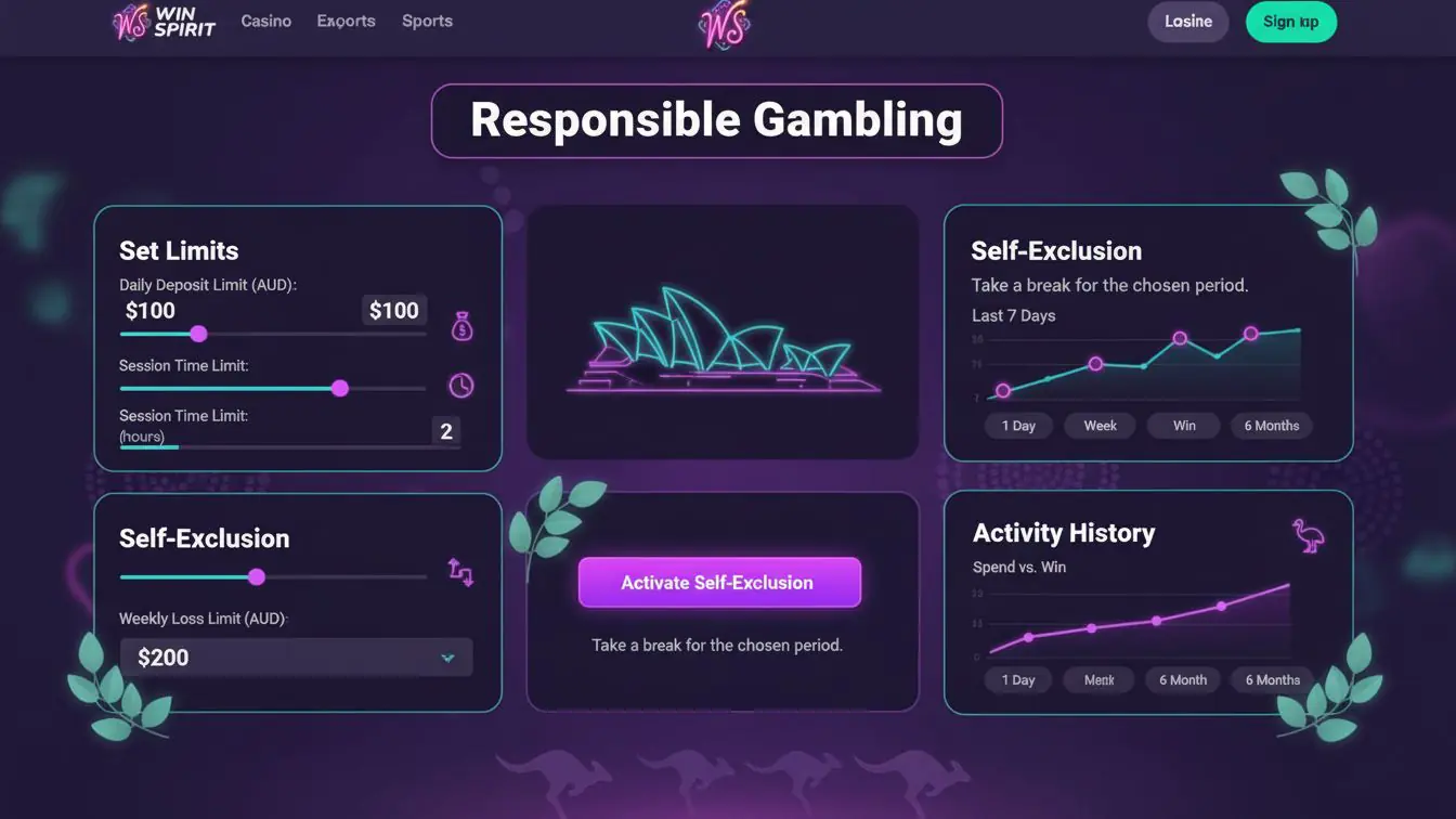 Responsible gambling tools and betting limits.