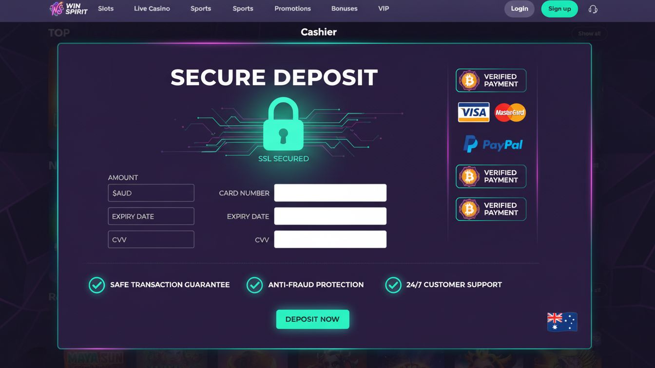 Secure online casino deposit system.